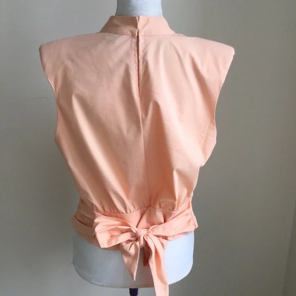 EXPRESS Blouse Sleeveless Shirt Waist Tie Size L - Picture 3 of 6